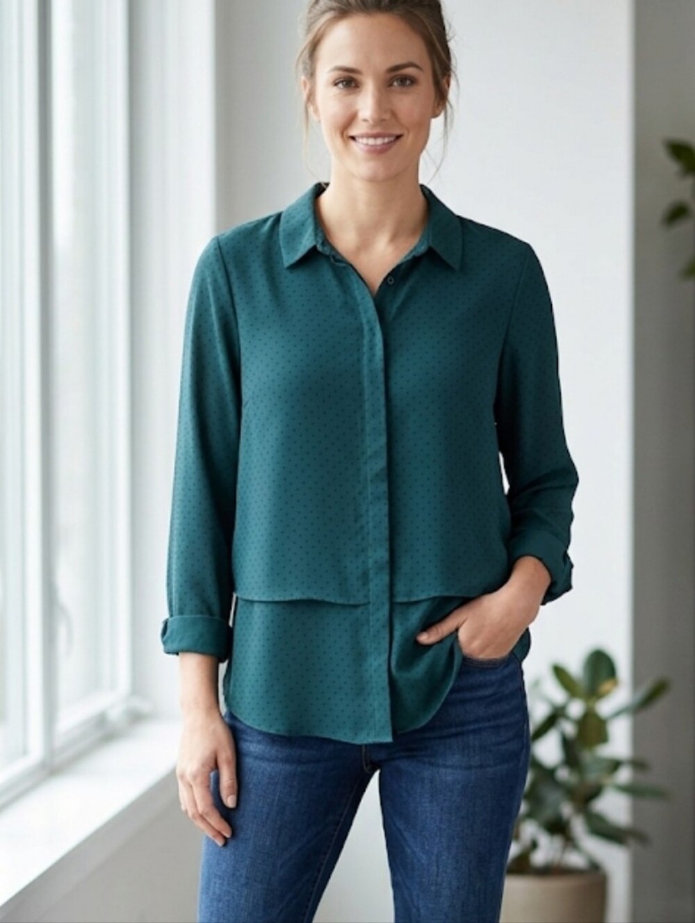Apt. 9 Teal Green Layered Button-Down Shirt